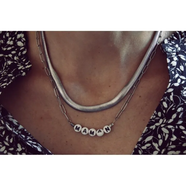 COLLIER MAMAN ACIER INOXYDABLE SILVER PETIT PRIX