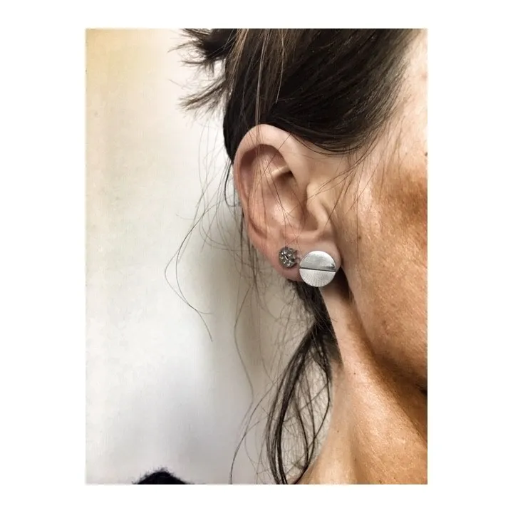 PUCE ETOILE ET LUNE ACIER INOXYDABLE SILVER PETIT PRIX