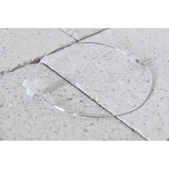 JONC FIN CROIX NACRE ACIER INOXYDABLE SILVER PETIT PRIX