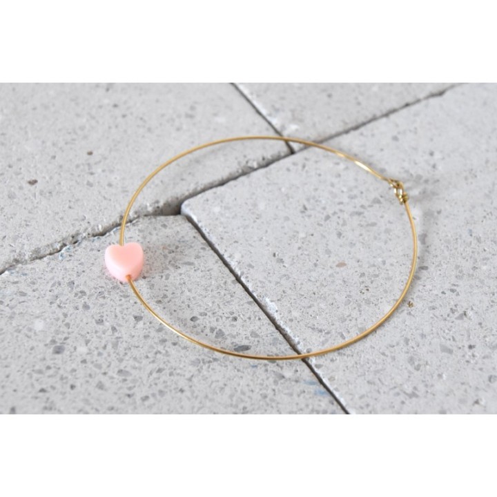 JONC FIN COEUR ROSE ACIER INOXYDABLE GOLD PETIT PRIX