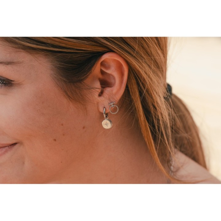 PUCE CERCLE ET TIGE ACIER INOXYDABLE SILVER PETIT PRIX