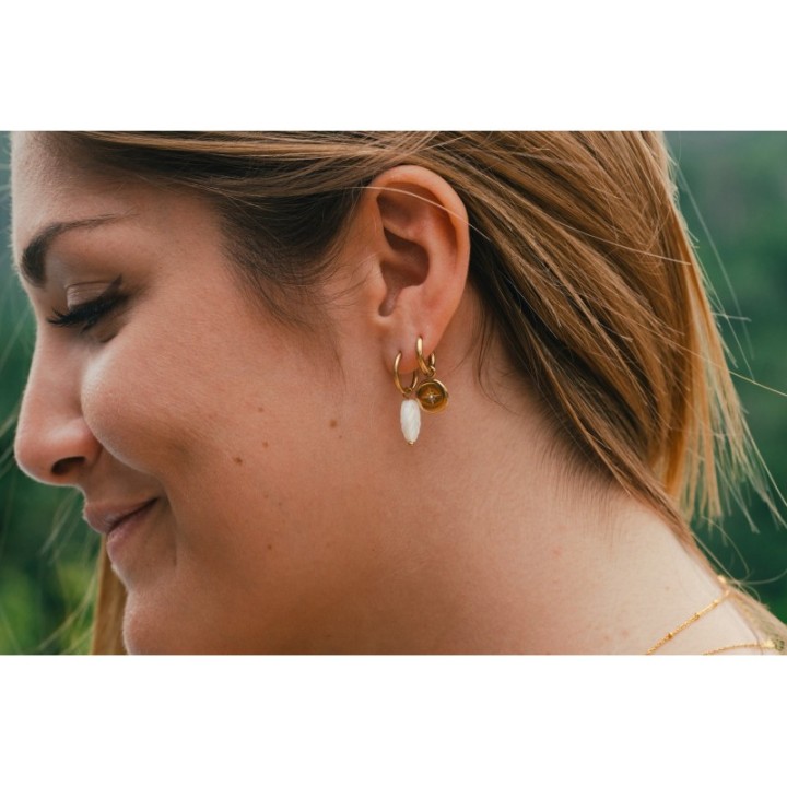 BOUCLE ETOILE STRASS ACIER INOXYDABLE GOLD PETIT PRIX