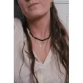 COLLIER PERLES NOIRES ET OEIL ACIER INOXYDABLE GOLD PETIT PRIX