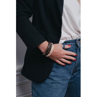 BRACELET HEISHI NOIR OEIL GOLD ACIER INOXYDABLE GOLD PETIT PRIX